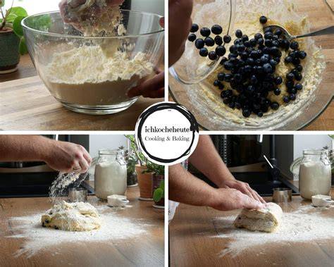 Schritte: Blaubeeren vorbereiten und Teig anrichten