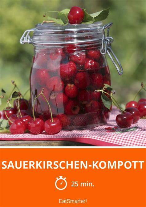 Schritte: Kirschen abgießen, Saft binden, Kompott unterheben