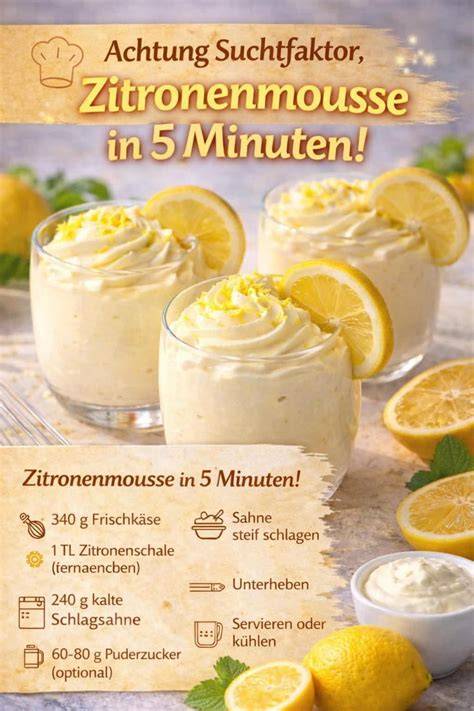 Schritte der Zubereitung: Zitronensaft pressen, Joghurt-Mischung, Sahne schlagen