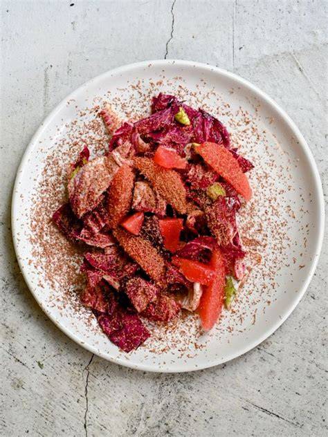 Schritte und Anrichtmöglichkeiten für Salat mit Schokolade - Schema