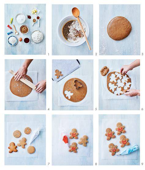 Schrittfolge: Ausstechen, Backen, Glasieren von Lebkuchenfiguren