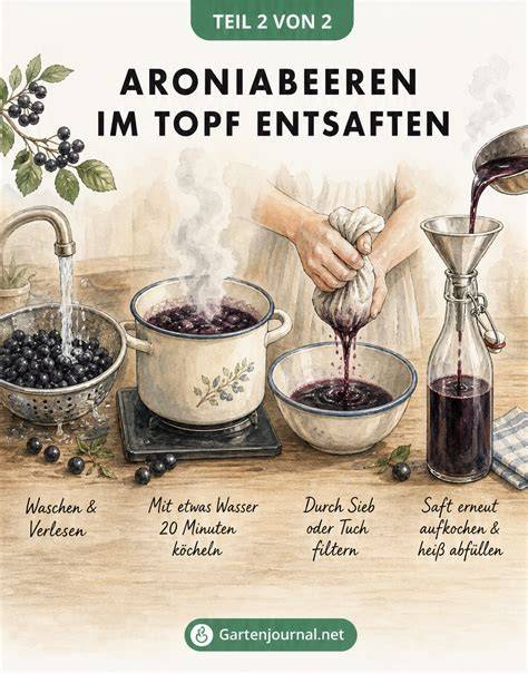 Schrittfolge im Kochtopf: Köcheln, Passieren, Süßen, Abfüllen