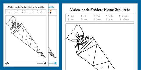 Schrittweise Abbildung: Papierrohling zur Schultüte geformt