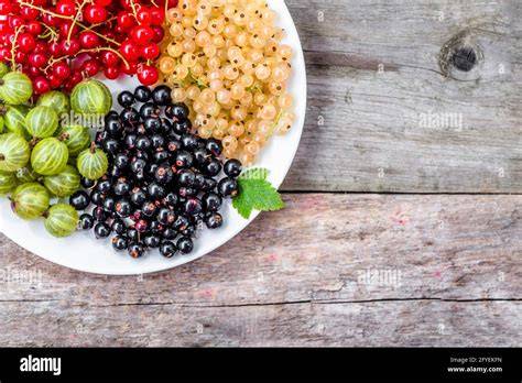 Schwarze Johannisbeeren auf Teller