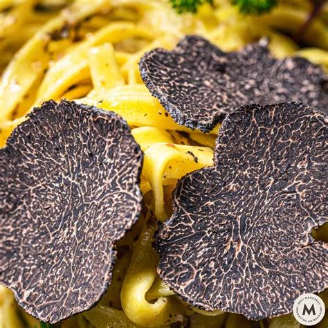 Schwarze Trüffel neben frischer Pasta