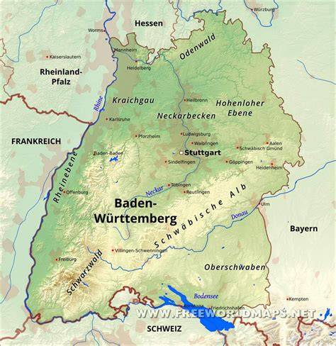 Schwarzwald, Bodensee und Bienen - Baden-Württemberg Karte mit Flora