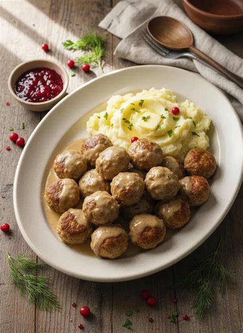 Schwedische Fleischbällchen mit Preiselbeermarmelade