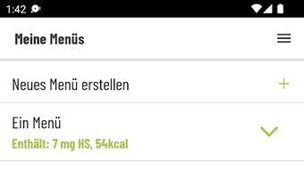 Screenshot Ysat Purinrechner und Beispiel für eine Berechnung