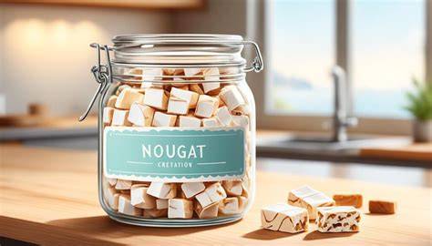 Selbstgemachtes Nougat in Schraubgläsern