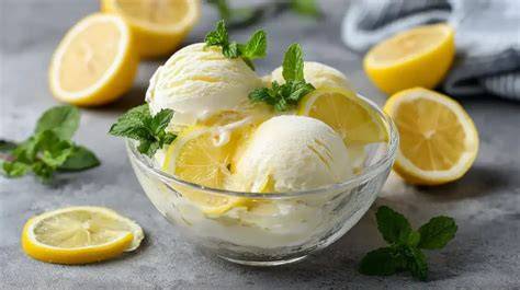 Selbstgemachtes Zitroneneis ohne Eismaschine