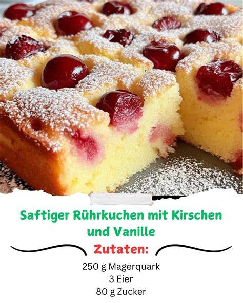Semmelbröselkuchen mit Kirschen und Zutaten