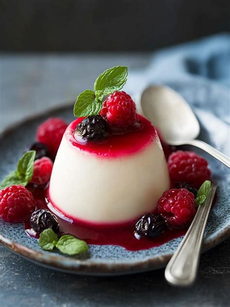 Servieren und Stürzen der Panna Cotta