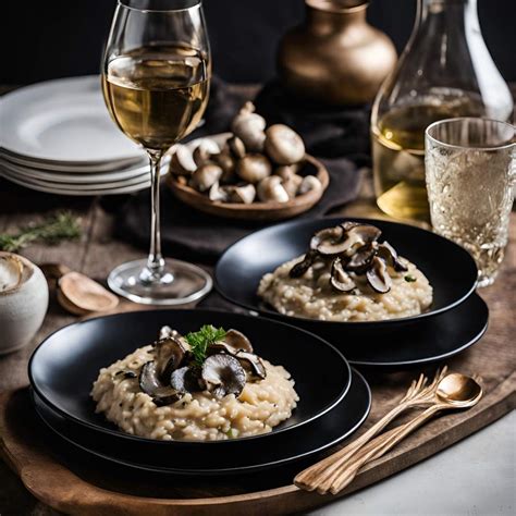 Serviertes Kürbis-Trüffel-Risotto mit gehobeltem Trüffel
