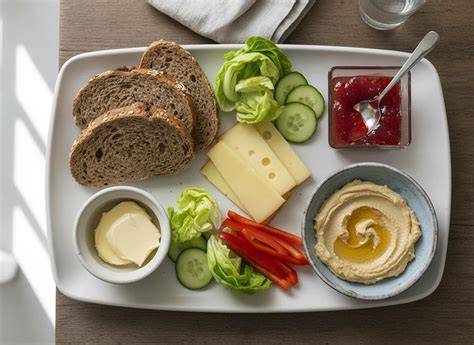Serviervorschläge: Marmelade auf Brot, Pancakes und Käse