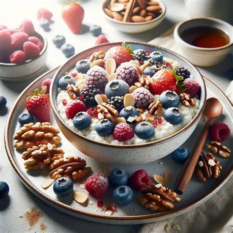 Serviervorschläge: Tzatziki, Bowls mit Beeren und Nüssen, herzhafte Dips