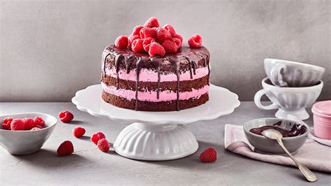 Serviervorschläge: gestürzte Schokoladencreme, Creme in Schälchen und mit Himbeeren dekoriert