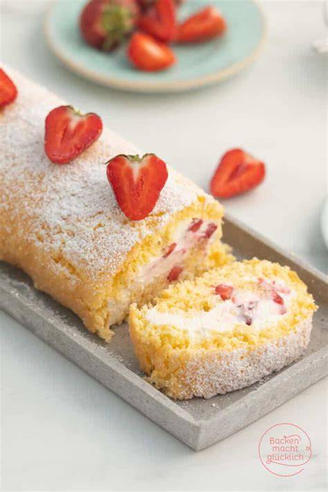 Serviervorschläge: glutenfreie Erdbeer-Sahnetorte, Biskuitrolle, Dessertschichten