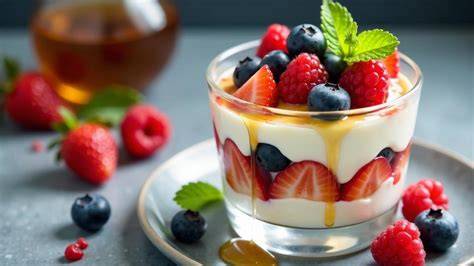 Serviervorschläge für Parfait: Mit Beeren und Kräutern