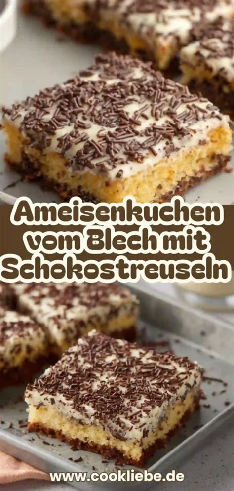 Serviervorschlag: Baileys-Blechkuchen mit Puderzucker und Schokostreuseln