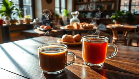 Serviervorschlag: Hallorenkugeln in Pralinenbox, daneben Kaffee und Tee