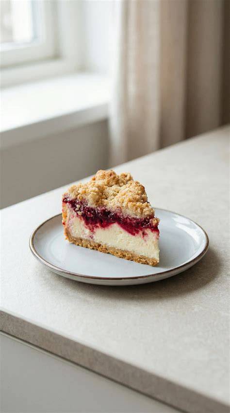 Serviervorschlag: Himbeer Streusel Torte auf dem Kaffeetisch