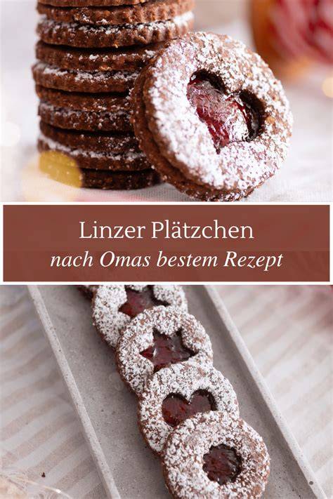 Serviervorschlag: Linzer Plätzchen mit unterschiedlichen Füllungen