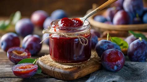 Serviervorschlag: Pflaumenmarmelade mit Stevia auf Brot und Joghurt
