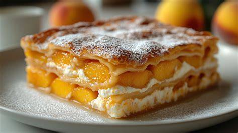 Serviervorschlag: Prasselkuchen-Stücke mit Puderzucker und Sahne