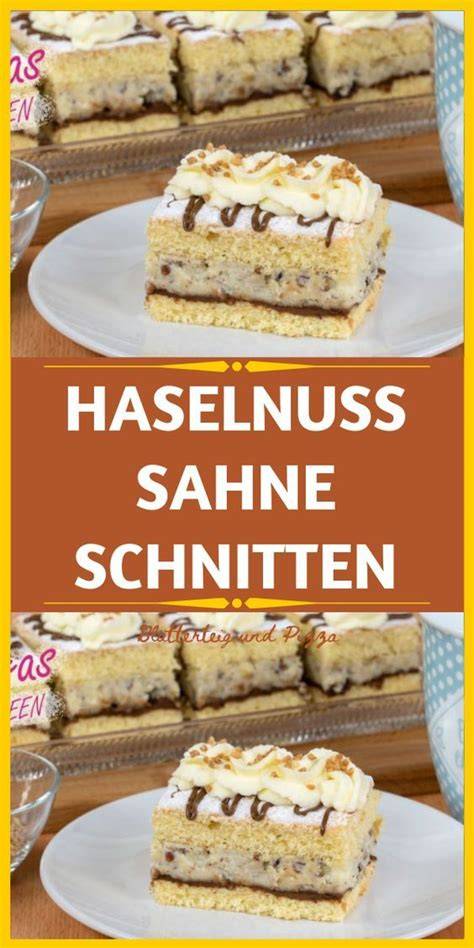 Serviervorschlag: Schoko Haselnuss Schnitten mit Sahne