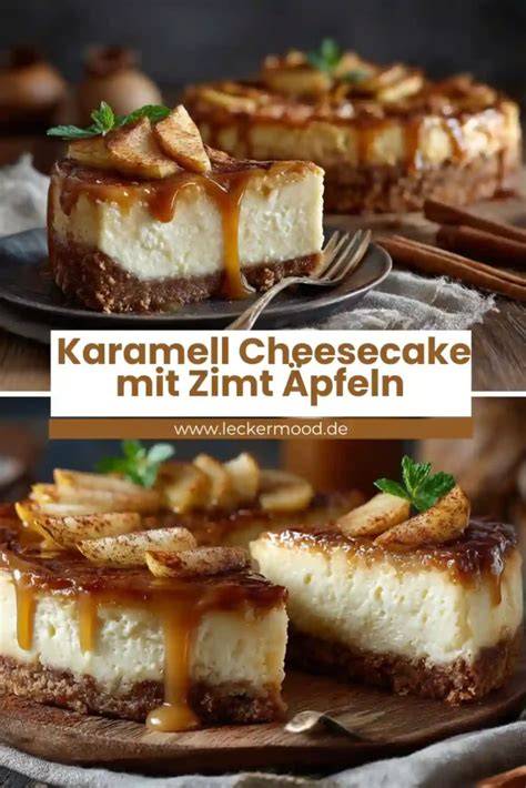 Serviervorschlag: Stück Double Cheesecake mit Salzflocken auf Karamell und Beeren