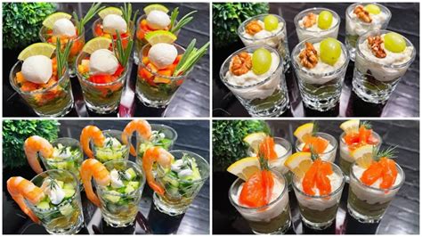 Serviervorschlag: kleine Gläser auf einem Buffet