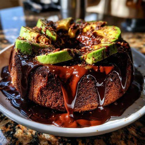 Serviervorschlag Avocado Schoko Kuchen mit Ganache