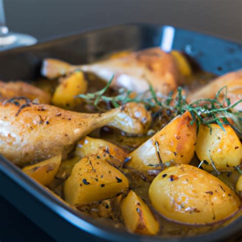 Serviervorschlag Honig Balsamico Hähnchen neben Ofenkartoffeln und Gemüse