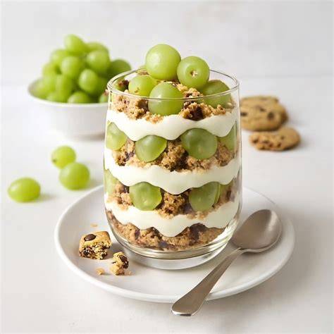 Serviervorschlag Malaga-Eis mit Malagawein, frischen Trauben und Keks