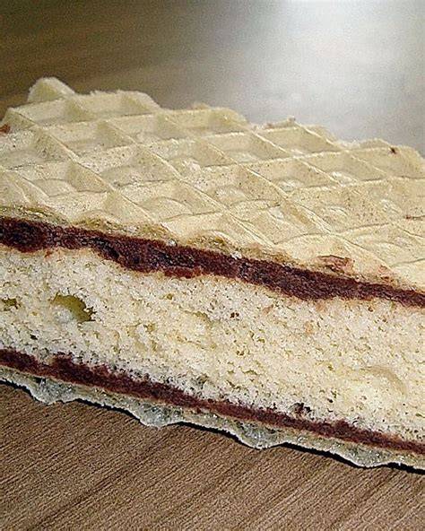 Serviervorschlag russischer Waffelkuchen mit Schokolade