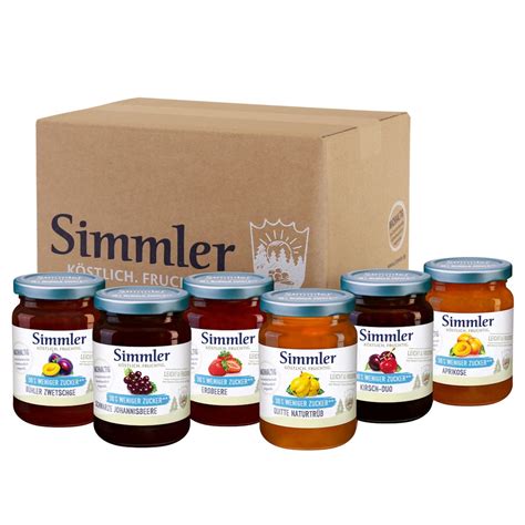 Simmler Marmeladen-Sortiment: Gläser, Früchte, regionale Herkunft