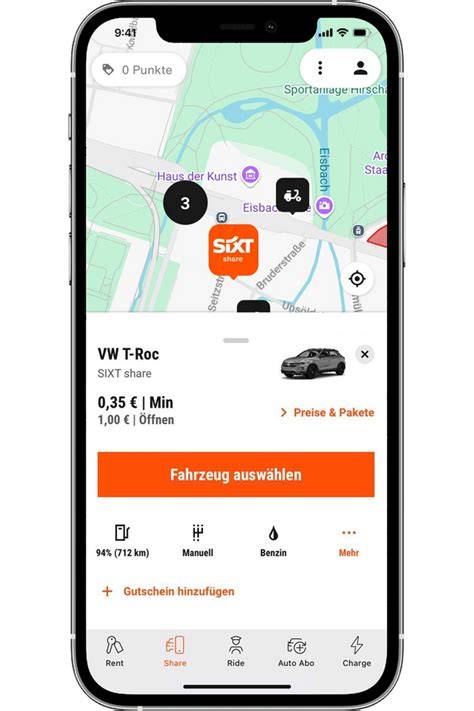 Sixt-App Screenshot mit Aktionärsrabatten