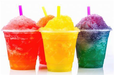 Slush-Becher mit bunten Slushies