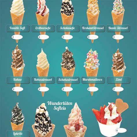 Softeis mit verschiedenen Toppings und knackiger Schokoladenglasur