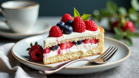 Sommerbeeren auf einer fruchtigen Torte