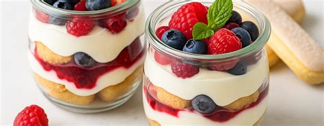 Sommerliches Tiramisu im Glas mit Beeren