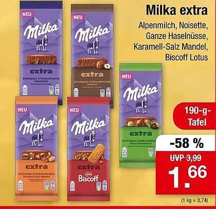 Sorten: Alpenmilch, Ganze Haselnüsse, Noisette, Lotus Biscoff, Karamell-Salz-Mandel