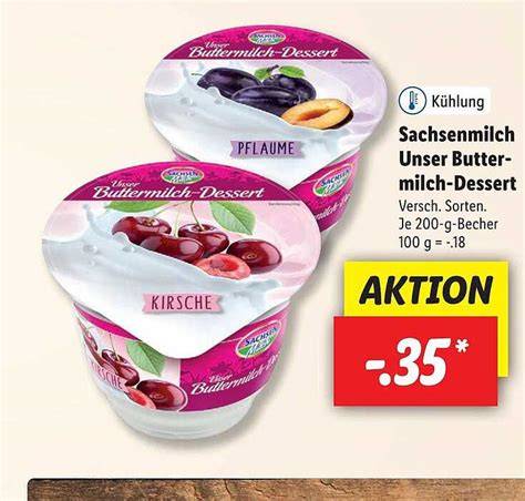 Sortenübersicht und Verpackung Lidl Buttermilch Dessert