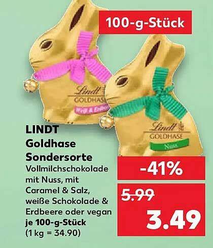 Sortenvielfalt Lindt Goldhase: Nuss, Keks, weiße Schokolade