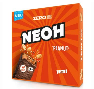 Sortenvielfalt der NEOH Riegel: Peanut, Kokos, Beere