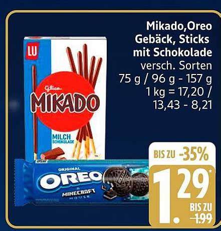 Sortiment Mikado und Oreo im Supermarkt