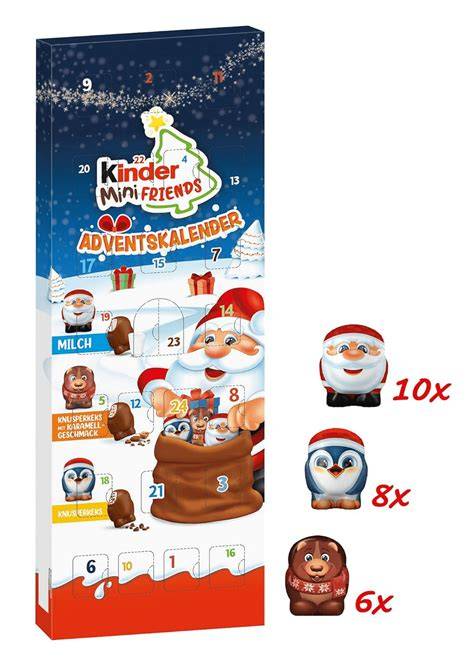 Sortiment kinder Schokolade und Adventskalender Inhalt