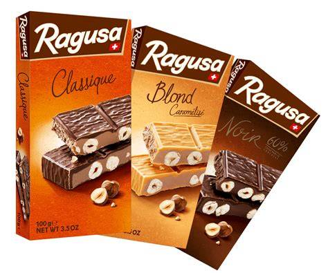 Sortiment von Ragusa Schokoladen: Classique, Noir und Blond