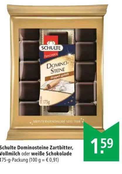 Sortimentsvielfalt: Dominosteine mit Zartbitter, Vollmilch oder weißer Schokolade