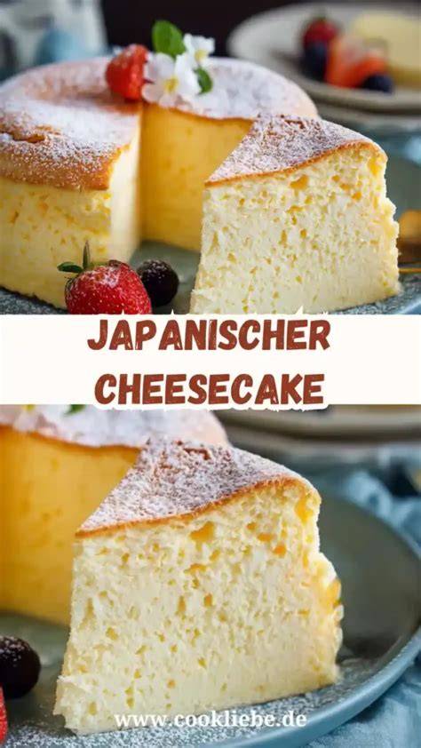 Soufflé Cheesecake auf Teller mit Puderzucker